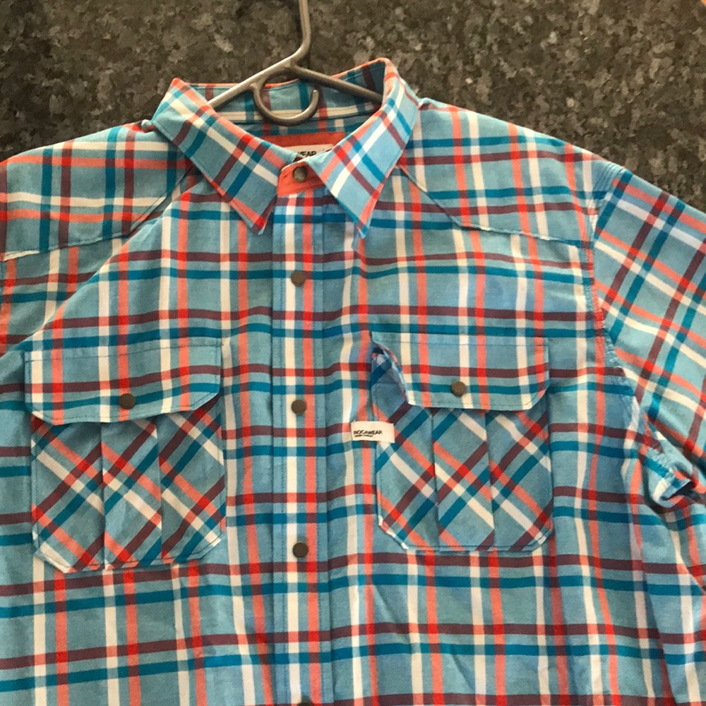 Button down plaid xxl. Short sleeve